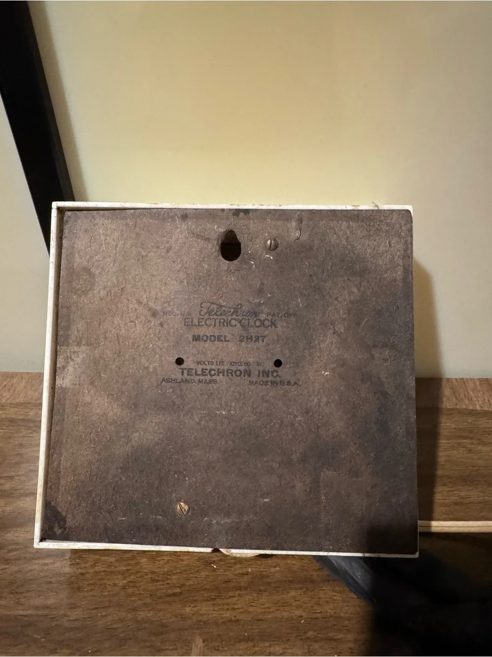 Vintage working -Telechron Square Wall Clock with Blue Face
